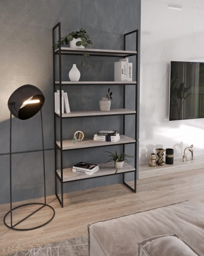 Regal szafka na książki półka lerma styl industrialny loft metalowy stalowy salon gabinet 06.jpg