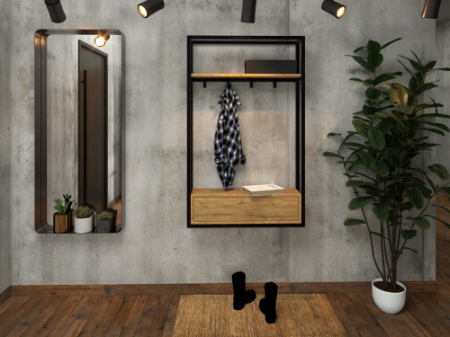Wieszak do przedpokoju nowoczesny industrialny szafka wieszaki loft stalowy metalowy dowolny wymiar poznań producent